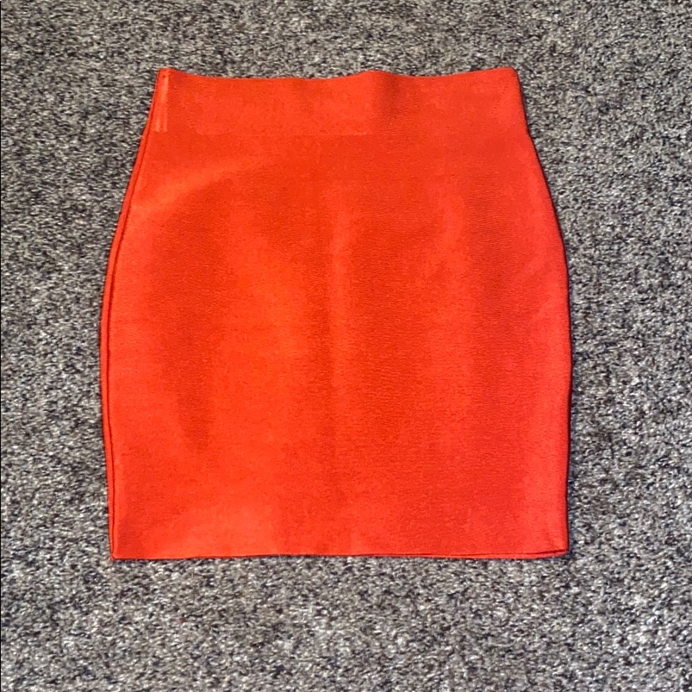 Orange pencil skirt